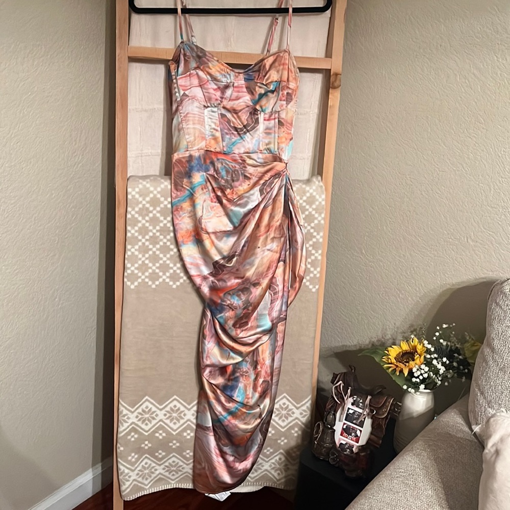 Multi marble print dress